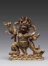 清代 铜鎏金护法神像